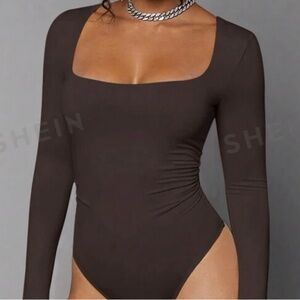 coffee brown long sleeve bodysuit